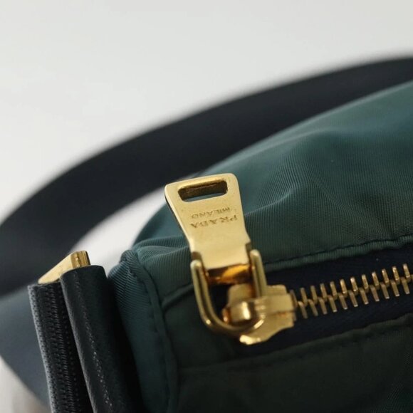 PRADA Shoulder Bag Nylon Green Gold Auth 136672 - Picture 9 of 16